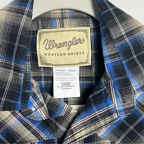 Wrangler Blue and Brown Casual Button‎ Down Shirt - Picture 6 of 8